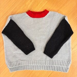 XiRENA light blue Sweater with Red trim and navy sleeves